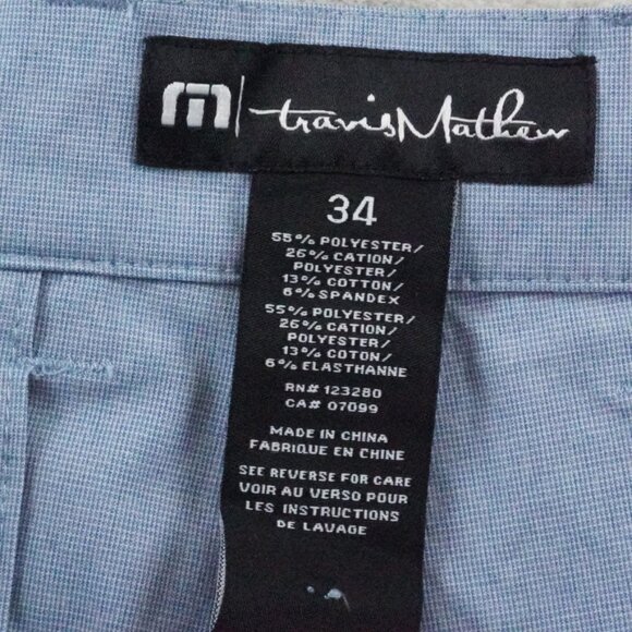 Travis Mathew Chino Shorts Mens 34 Blue Flat Front Golfer Casual Preppy - Picture 3 of 8